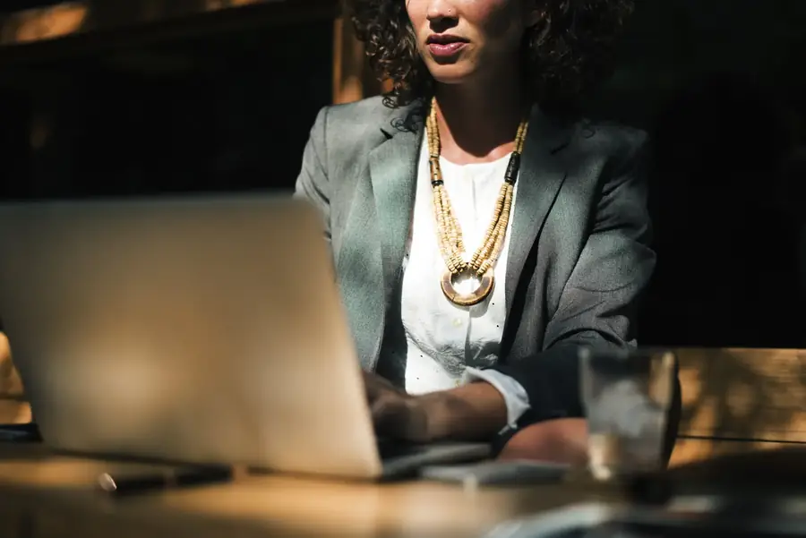 Businesswoman working on a laptop
